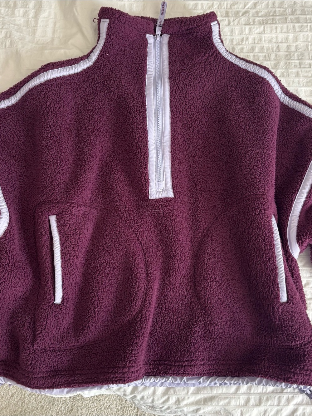 Free People Plum Sherpa Pullover with White Trim